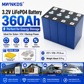 4pcs 3.2V 360Ah LiFePO4 Battery Cell Grade A Prismatic Cell | 10000+ Cycles | Perfect for Energy Storage Ideal for Solar / EV / Backup Power