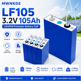 4pcs EVE 3.2V 105Ah LiFePO4 Battery Cell Grade A LF105 Deep Cycle Battery Cell for Solar RV Marine DIY Pack