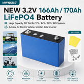 MWNKDS® 4pcs 3.2V 166Ah / 170Ah LiFePO4 Battery Cell Large Capacity DIY Prismatic Cell for Solar Energy Storage, EV, Scooter and Backup Power