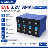 4PCS EVE LF304K 3.2V 304Ah LiFePO4 Battery Cells Grade A Lithium Iron Phosphate Cells for DIY 12V / 24V / 48V Battery Pack