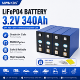 MWNKDS 4pcs 3.2V 340Ah LiFePO4 Battery Cell Grade A+ Lithium Phosphate Prismatic Cell | 10000 Cycles | DIY 12V / 24V / 48V Rechargeable Battery
