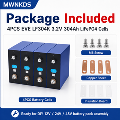 4PCS EVE LF304K 3.2V 304Ah LiFePO4 Battery Cells Grade A Lithium Iron Phosphate Cells for DIY 12V / 24V / 48V Battery Pack