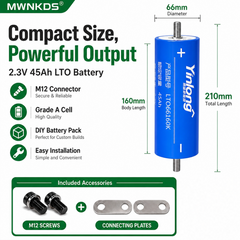 Yinlong 6pcs 2.3V 45Ah 66160K Lithium Titanate LTO Battery Long Life Cell 25,000 Cycle Life for Electric Boat Car Audio Solar