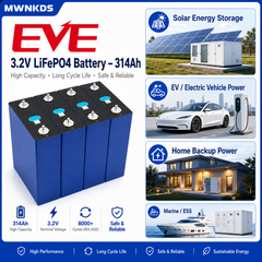 4pcs EVE Grade A 3.2V 314Ah LiFePO4 Battery Eve-MB31 DIY 12V 24V Off road off grid Inverter Solar storage Wind energy NO TAX