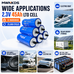 Yinlong 6pcs 2.3V 45Ah 66160K Lithium Titanate LTO Battery Long Life Cell 25,000 Cycle Life for Electric Boat Car Audio Solar