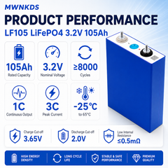 4pcs EVE 3.2V 105Ah LiFePO4 Battery Cell Grade A LF105 Deep Cycle Battery Cell for Solar RV Marine DIY Pack