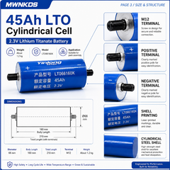 Yinlong 6pcs 2.3V 45Ah 66160K Lithium Titanate LTO Battery Long Life Cell 25,000 Cycle Life for Electric Boat Car Audio Solar