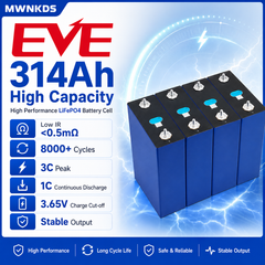 4pcs EVE Grade A 3.2V 314Ah LiFePO4 Battery Eve-MB31 DIY 12V 24V Off road off grid Inverter Solar storage Wind energy NO TAX