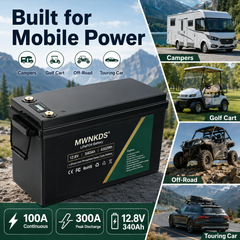 MWNKDS 12.8V 340Ah LiFePO4 Battery 4S1P Deep Cycle Lithium Iron Phosphate Battery For Campers, Golf Cart, Off-Road, Off-Grid Solar, Home Energy Storage & Backup Power