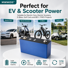 MWNKDS® 4pcs 3.2V 166Ah / 170Ah LiFePO4 Battery Cell Large Capacity DIY Prismatic Cell for Solar Energy Storage, EV, Scooter and Backup Power