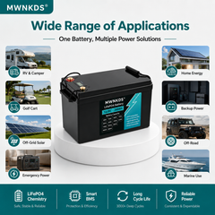 MWNKDS® 12.8V 200Ah LiFePO4 Battery Deep Cycle Lithium Iron Phosphate Battery for RV, Camper, Golf Cart, Off-Road, Solar and Backup Power