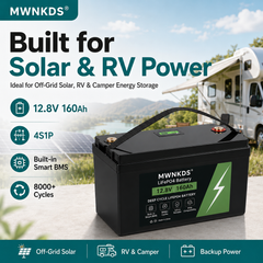MWNKDS® 12.8V 160Ah LiFePO4 Battery Deep Cycle Lithium Iron Phosphate Battery for RV, Camper, Golf Cart, Off-Road, Off-Grid Solar and Backup Power