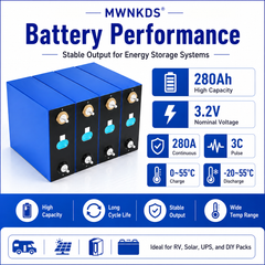 EVE 3.2V 280Ah LiFePO4 Battery Cell Grade A Lithium Iron Phosphate Cell for DIY 12V / 24V / 48V / 96V Battery Pack Perfect for RV, Solar Energy Storage, E-Scooter, UPS, Marine, Travel Battery & Home Backup Power