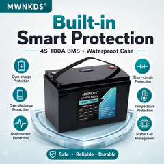 MWNKDS 12.8V 120Ah LiFePO4 Battery 4S1P Energy Storage Battery with Built-in 4S 100A Smart BMS For Campers, Golf Cart, Off-Road, Off-Grid Solar, RV & Backup Power
