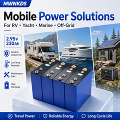MWNKDS 4pcs 2.95V 230Ah Sodium-Ion Battery Cell Grade A High Capacity Rechargeable Sodium-Ion Cell For Solar Energy Storage, RV, Yacht, Marine, Home Backup & DIY Battery Pack