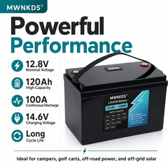 MWNKDS 12.8V 120Ah LiFePO4 Battery 4S1P Energy Storage Battery with Built-in 4S 100A Smart BMS For Campers, Golf Cart, Off-Road, Off-Grid Solar, RV & Backup Power