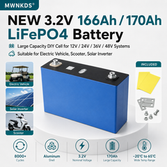 MWNKDS® 4pcs 3.2V 166Ah / 170Ah LiFePO4 Battery Cell Large Capacity DIY Prismatic Cell for Solar Energy Storage, EV, Scooter and Backup Power