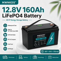 MWNKDS® 12.8V 160Ah LiFePO4 Battery Deep Cycle Lithium Iron Phosphate Battery for RV, Camper, Golf Cart, Off-Road, Off-Grid Solar and Backup Power