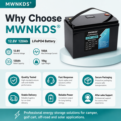 MWNKDS 12.8V 120Ah LiFePO4 Battery 4S1P Energy Storage Battery with Built-in 4S 100A Smart BMS For Campers, Golf Cart, Off-Road, Off-Grid Solar, RV & Backup Power