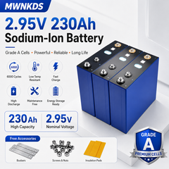 MWNKDS 4pcs 2.95V 230Ah Sodium-Ion Battery Cell Grade A High Capacity Rechargeable Sodium-Ion Cell For Solar Energy Storage, RV, Yacht, Marine, Home Backup & DIY Battery Pack