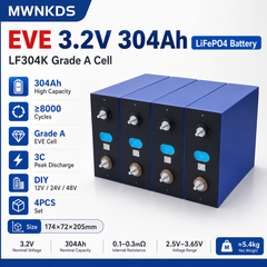 4PCS EVE LF304K 3.2V 304Ah LiFePO4 Battery Cells Grade A Lithium Iron Phosphate Cells for DIY 12V / 24V / 48V Battery Pack