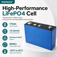 MWNKDS® 4pcs 3.2V 166Ah / 170Ah LiFePO4 Battery Cell Large Capacity DIY Prismatic Cell for Solar Energy Storage, EV, Scooter and Backup Power