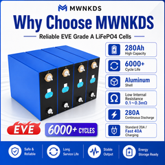 EVE 3.2V 280Ah LiFePO4 Battery Cell Grade A Lithium Iron Phosphate Cell for DIY 12V / 24V / 48V / 96V Battery Pack Perfect for RV, Solar Energy Storage, E-Scooter, UPS, Marine, Travel Battery & Home Backup Power