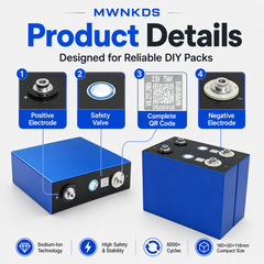 MWNKDS 2.95V 75Ah Sodium-Ion Battery Cell Grade A Rechargeable Sodium-Ion Cell | 6000+ Cycles | For Solar Energy Storage & DIY Battery Packs