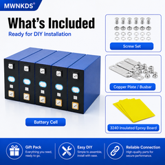 MWNKDS 4pcs 3.2V 340Ah LiFePO4 Battery Cell Grade A+ Lithium Phosphate Prismatic Cell | 10000 Cycles | DIY 12V / 24V / 48V Rechargeable Battery