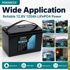 MWNKDS 12.8V 120Ah LiFePO4 Battery 4S1P Energy Storage Battery with Built-in 4S 100A Smart BMS For Campers, Golf Cart, Off-Road, Off-Grid Solar, RV & Backup Power