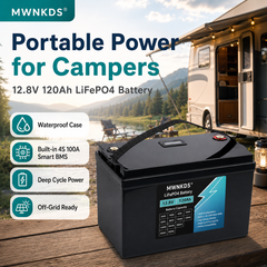 MWNKDS 12.8V 120Ah LiFePO4 Battery 4S1P Energy Storage Battery with Built-in 4S 100A Smart BMS For Campers, Golf Cart, Off-Road, Off-Grid Solar, RV & Backup Power