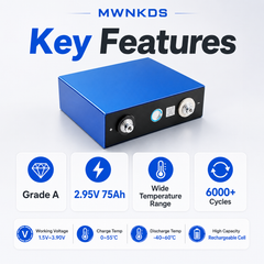 MWNKDS 2.95V 75Ah Sodium-Ion Battery Cell Grade A Rechargeable Sodium-Ion Cell | 6000+ Cycles | For Solar Energy Storage & DIY Battery Packs