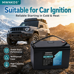 MWNKDS 12.8V 120Ah LiFePO4 Battery 4S1P Energy Storage Battery with Built-in 4S 100A Smart BMS For Campers, Golf Cart, Off-Road, Off-Grid Solar, RV & Backup Power