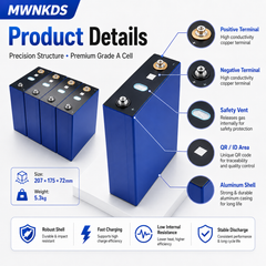 MWNKDS 4pcs 2.95V 230Ah Sodium-Ion Battery Cell Grade A High Capacity Rechargeable Sodium-Ion Cell For Solar Energy Storage, RV, Yacht, Marine, Home Backup & DIY Battery Pack