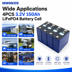 MWNKDS 4PCS 3.2V 150Ah LiFePO4 Battery Cell Lithium Iron Phosphate Rechargeable Cells for DIY Battery Pack, Solar Energy Storage, RV, Marine & Backup Power