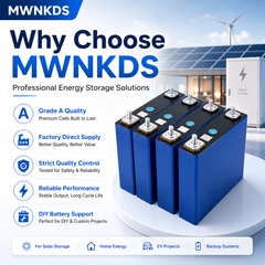 MWNKDS 4PCS 3.2V 52Ah LiFePO4 Battery Cells Grade A Lithium Iron Phosphate Rechargeable Cells For DIY 12.8V / 25.6V / 51.2V / 102.4V Battery Pack, Solar Energy Storage & Household Energy Systems