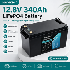 MWNKDS 12.8V 340Ah LiFePO4 Battery 4S1P Deep Cycle Lithium Iron Phosphate Battery For Campers, Golf Cart, Off-Road, Off-Grid Solar, Home Energy Storage & Backup Power